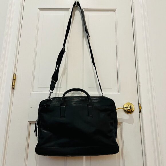 Cole Haan Black Leather Briefcase Messenger Bag - Picture 11 of 16